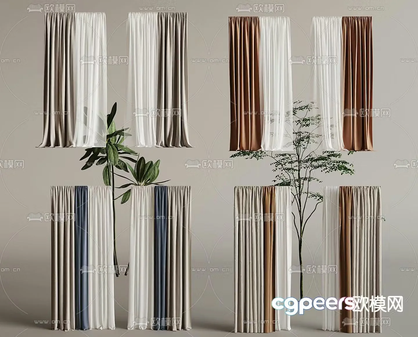 Plain curtain gauze 3d model