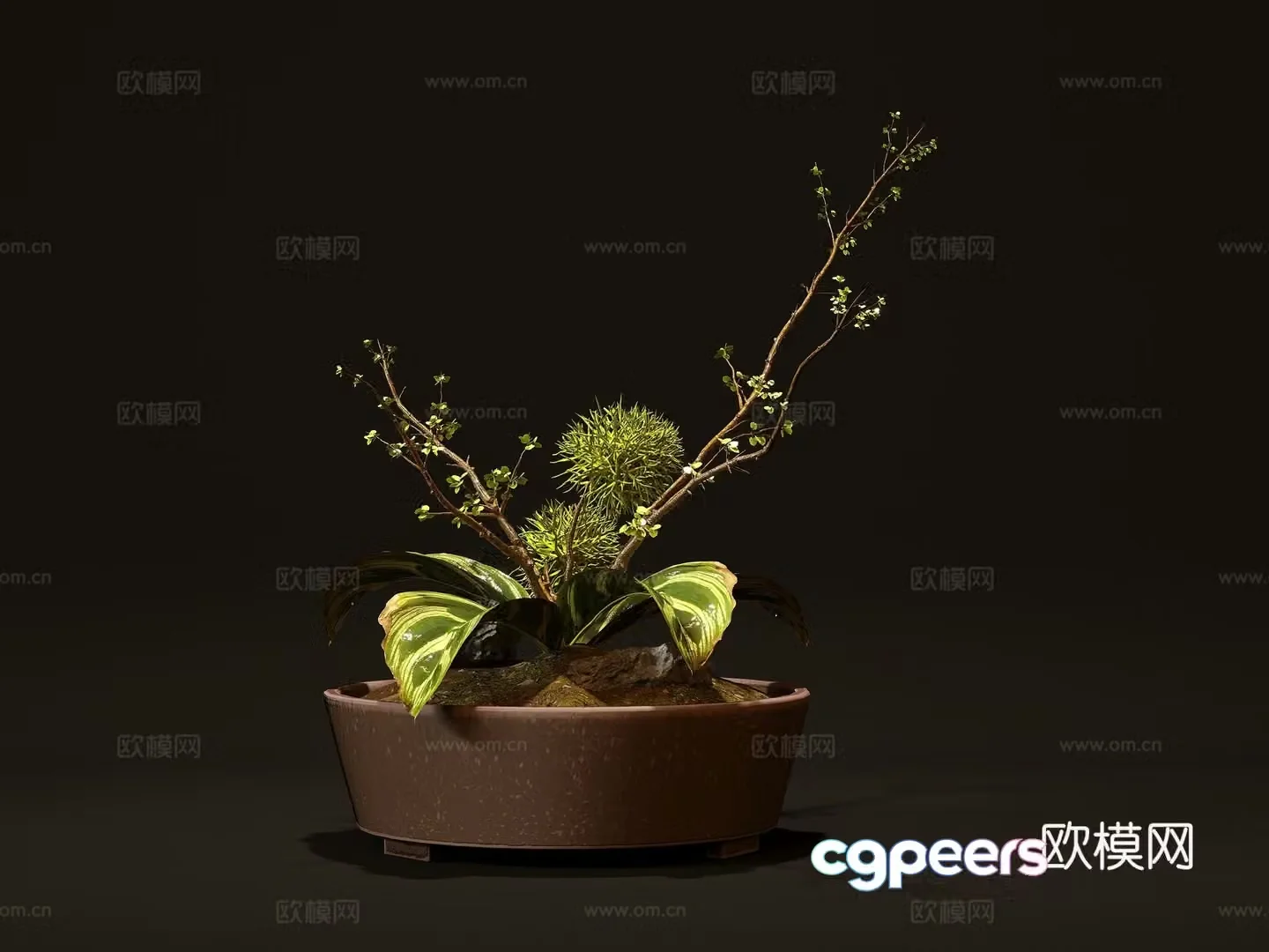 3D model of flower arrangement of vase