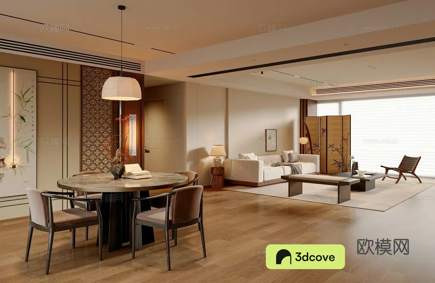 New Chinese style living and dining room