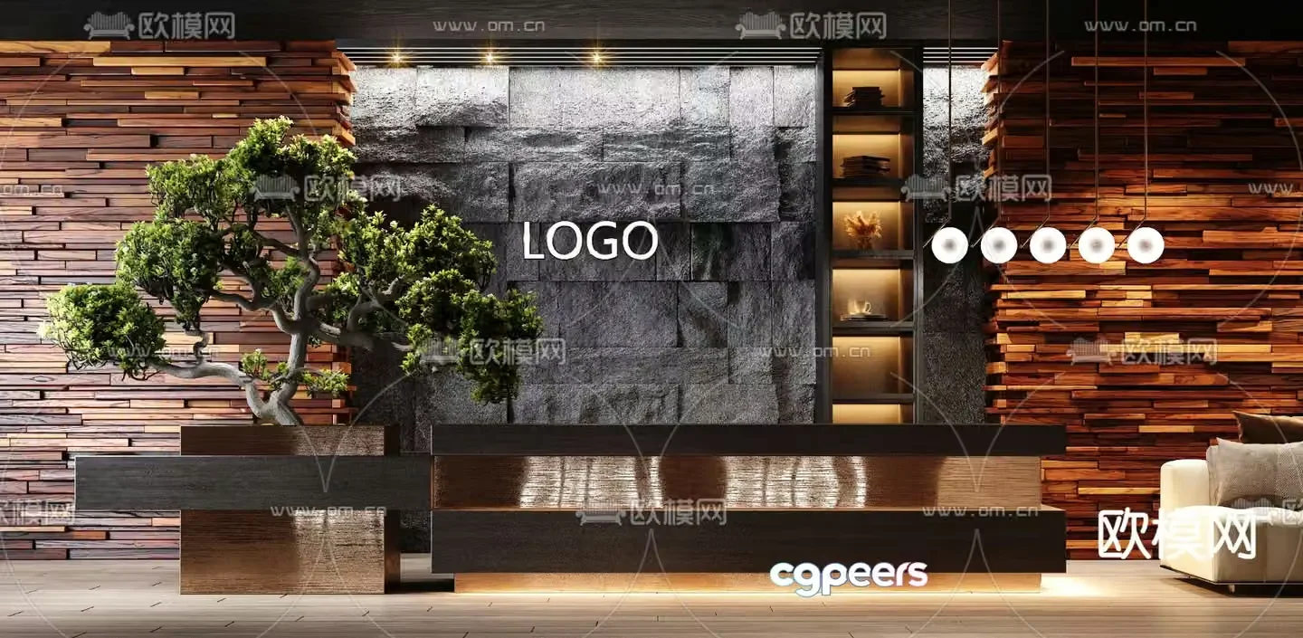 Office reception desk 3d model