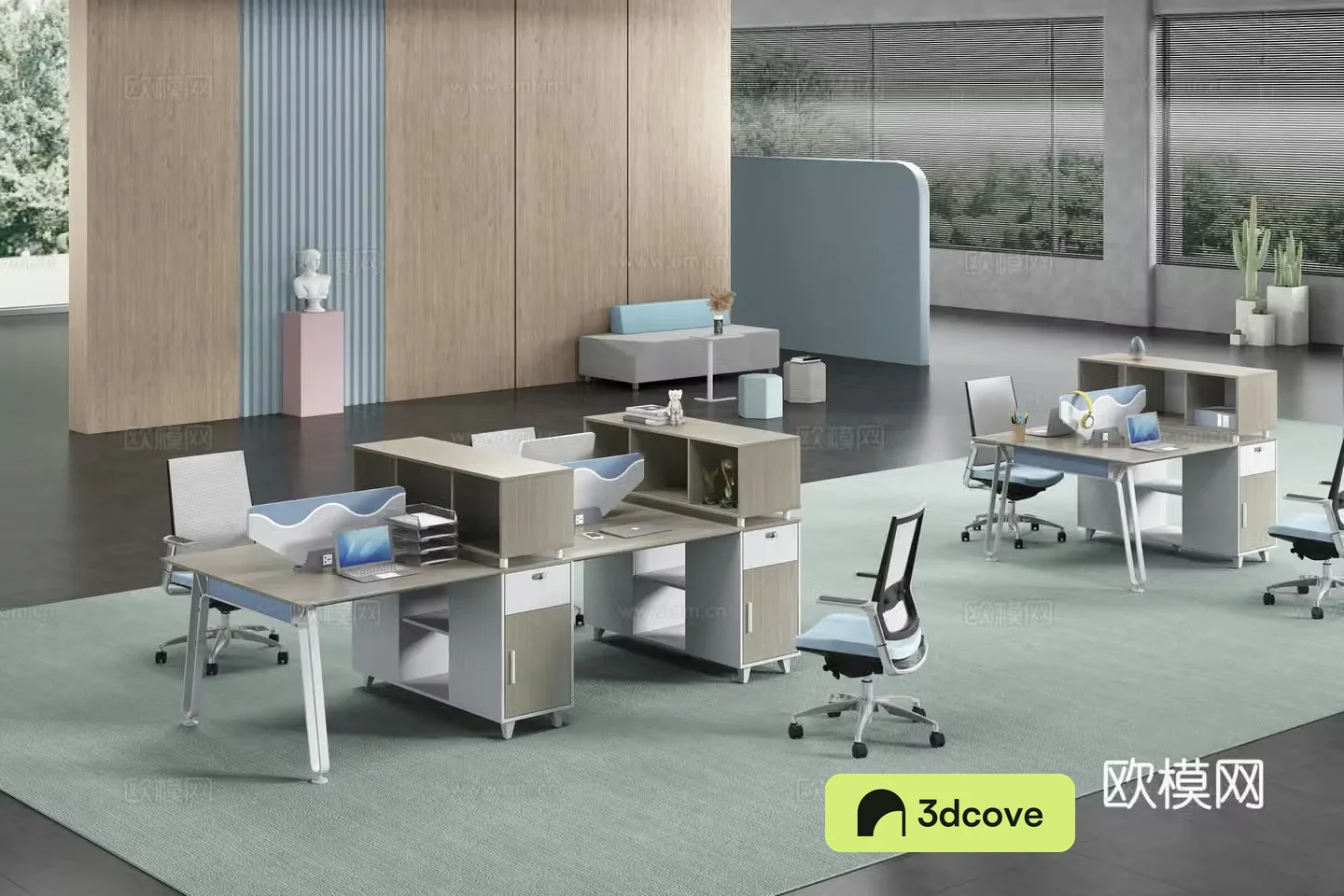 Working equipment office space office area staff desk and chair