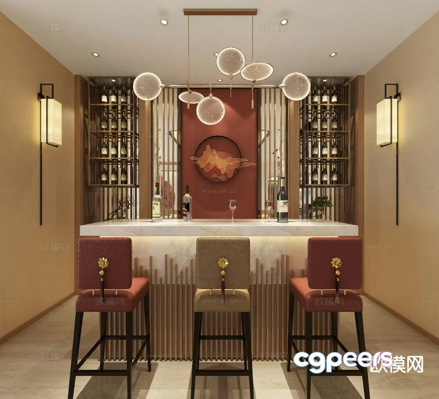 New Chinese style bar bar chair 3d model