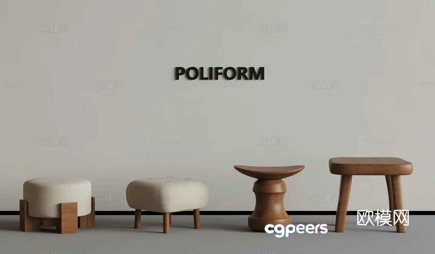 Other stools medieval round stool square stool 3d model