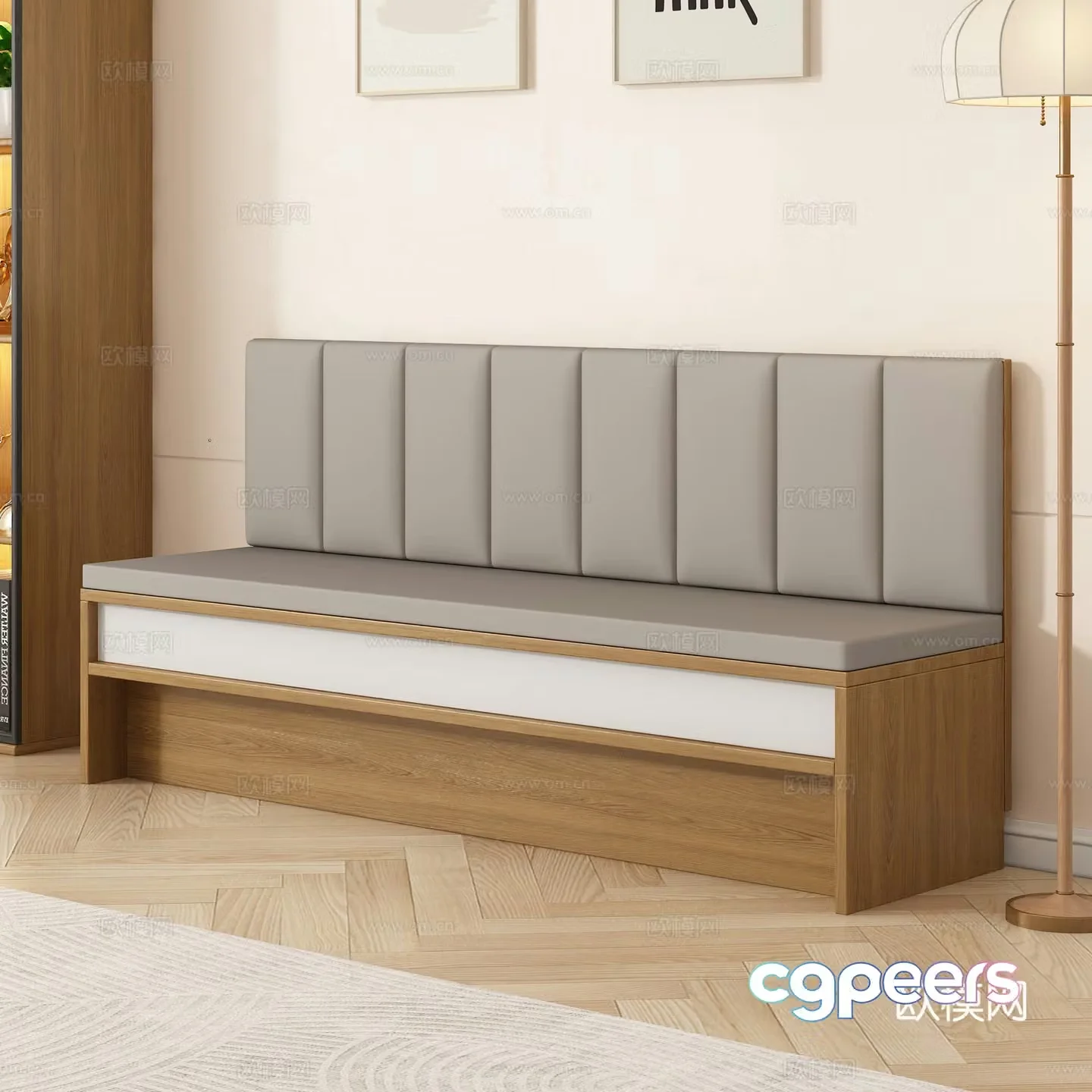 Sofa card solid wood soft bag storage sofa storage balcony cabinet coffee and milk tea shop sofa 3D model