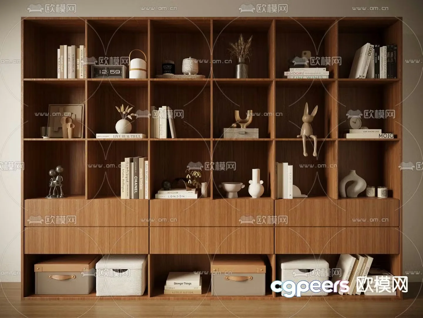Middle-aged bookcase bookshelf 3D model