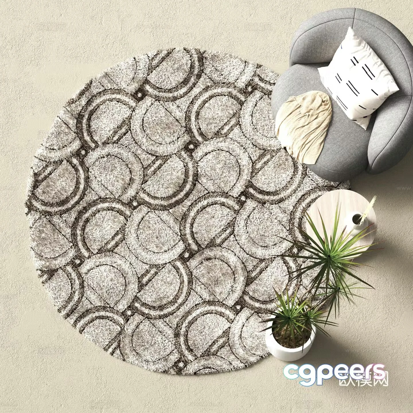 Modern round carpet 3d model