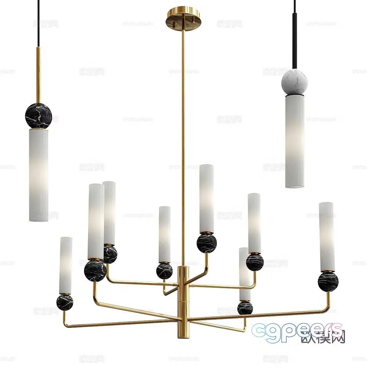 Multi-head chandelier Simple chandelier Hotel chandelier Restaurant chandelier Living room chandelier B&B chandelier 3D model