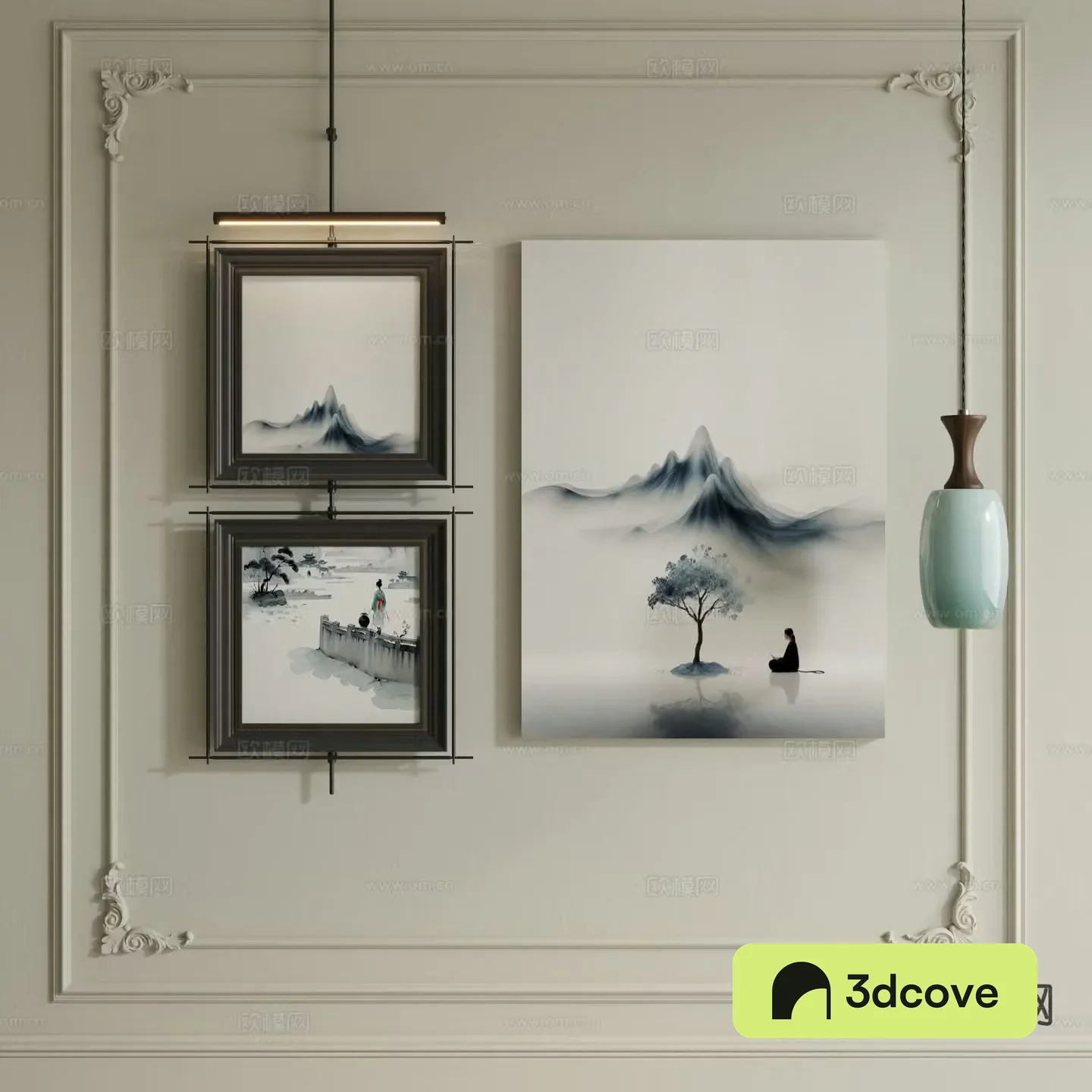 New Chinese style ink painting hanging rod decorative painting landscape hanging painting