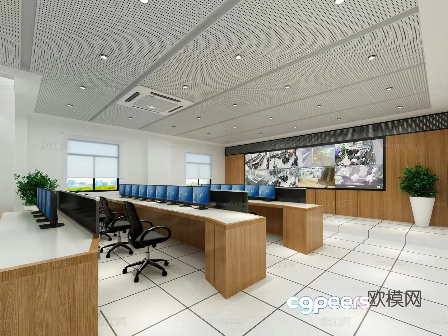 Modern control room information room 3D model