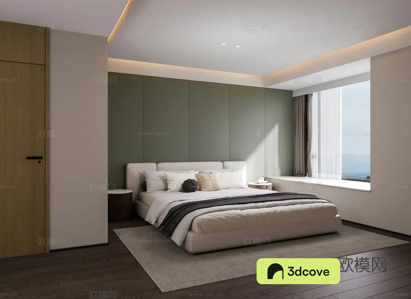Modern simple bedroom Master bedroom Bare window bedroom No main light bedroom Advanced gray bedroom