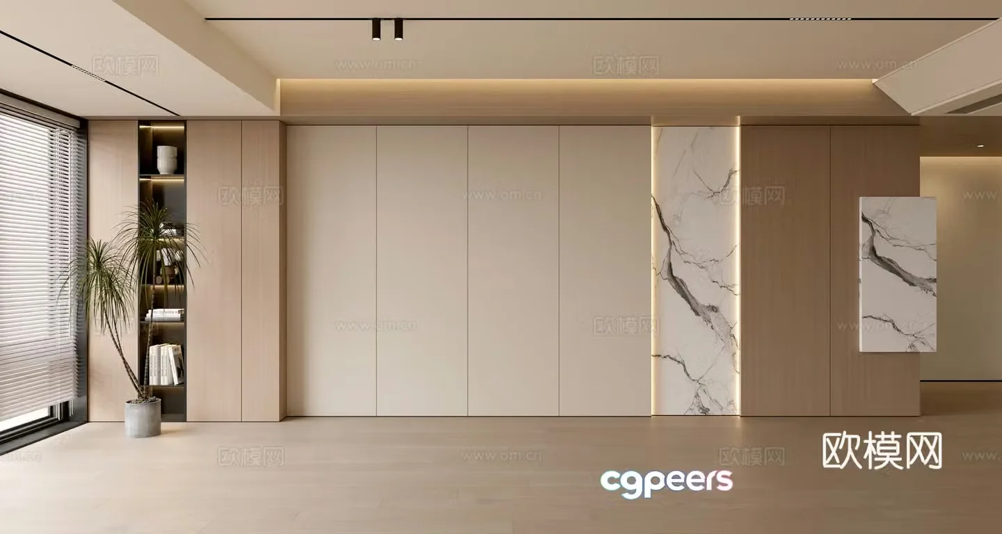 Modern simple sofa background wall modern ornament balcony cabinet living room cabinet wood veneer background wall 3d model