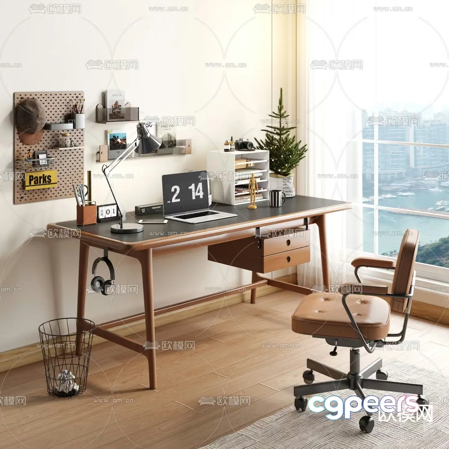 Modern desk writing desk computer desk 3d model