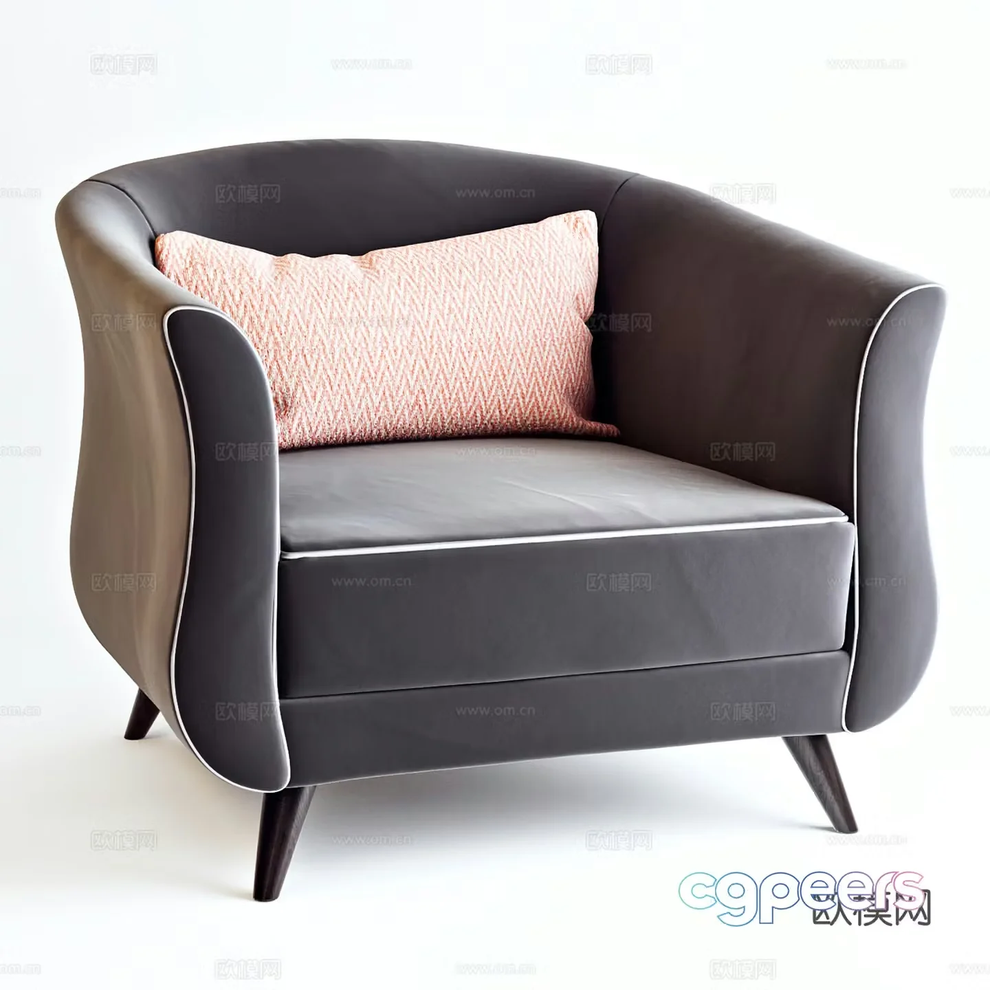 Modern leisure chair cloth chair book chair single chair 3d model
