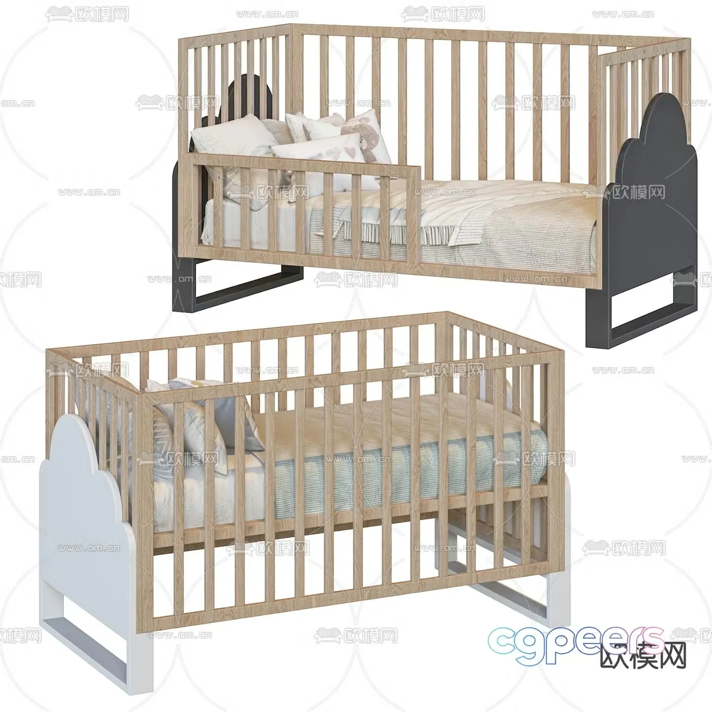 Nordic log crib 3d model