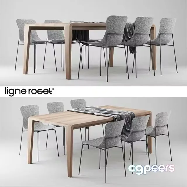 3ds Max Free – Ligne Roset SpiritOfForest Table and Ettoriano Chair