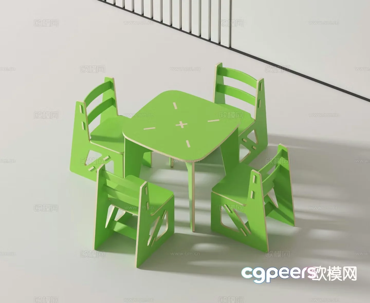 Modern children’s table and chair 3d model
