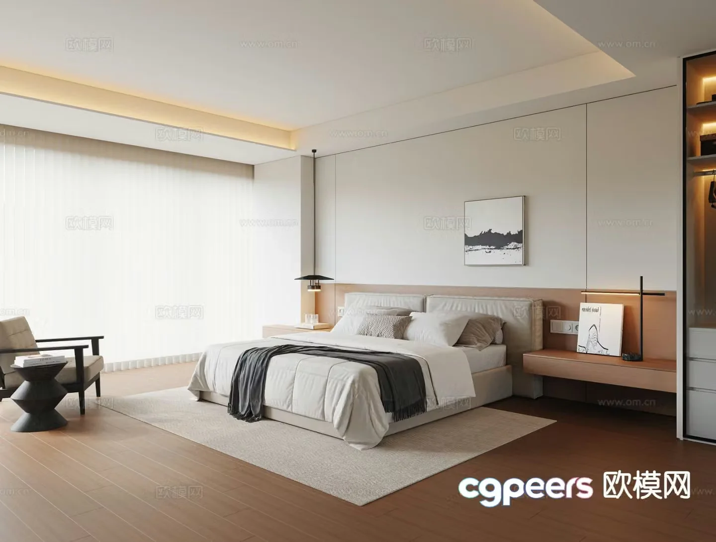 Log style bedroom master bedroom 3d model