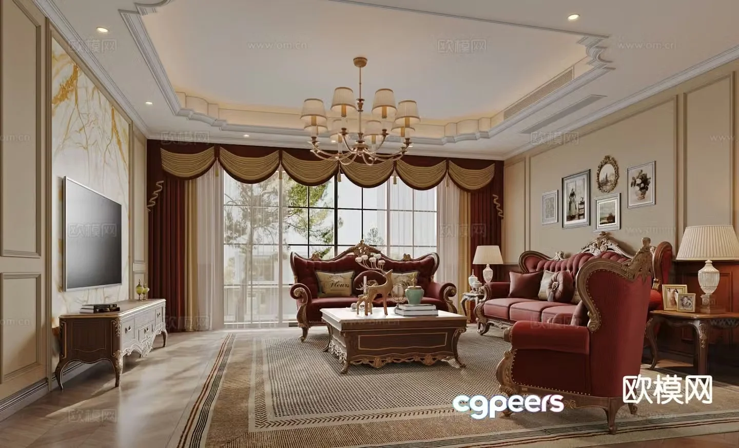 European style living room 3d model