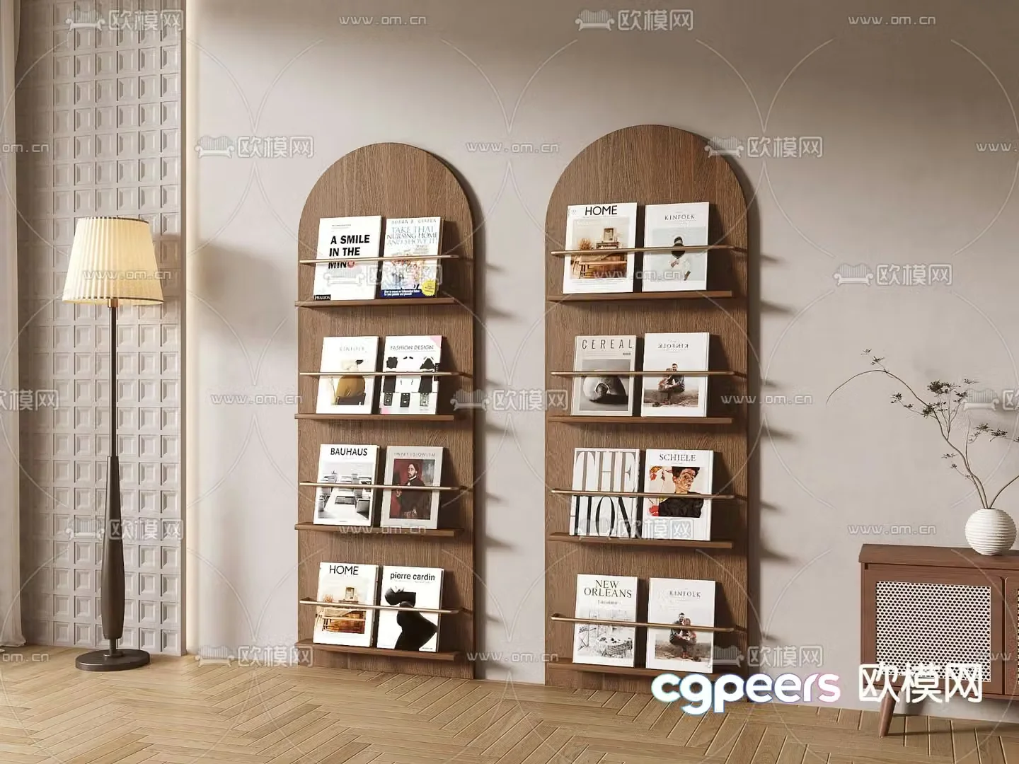 Bookshelf Newspaper Shelf Magazine Shelf 3D Model
