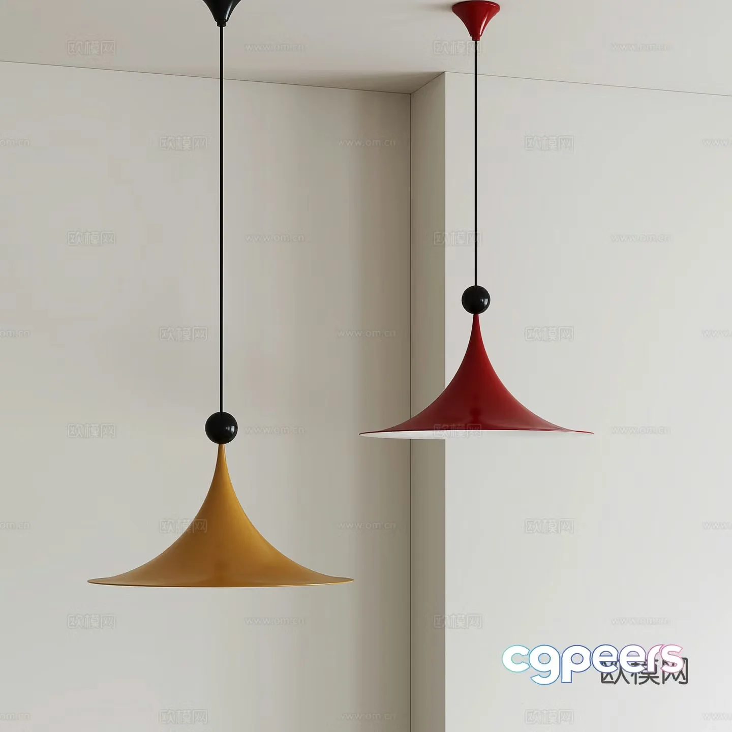Modern minimalist restaurant chandeliers 3d model