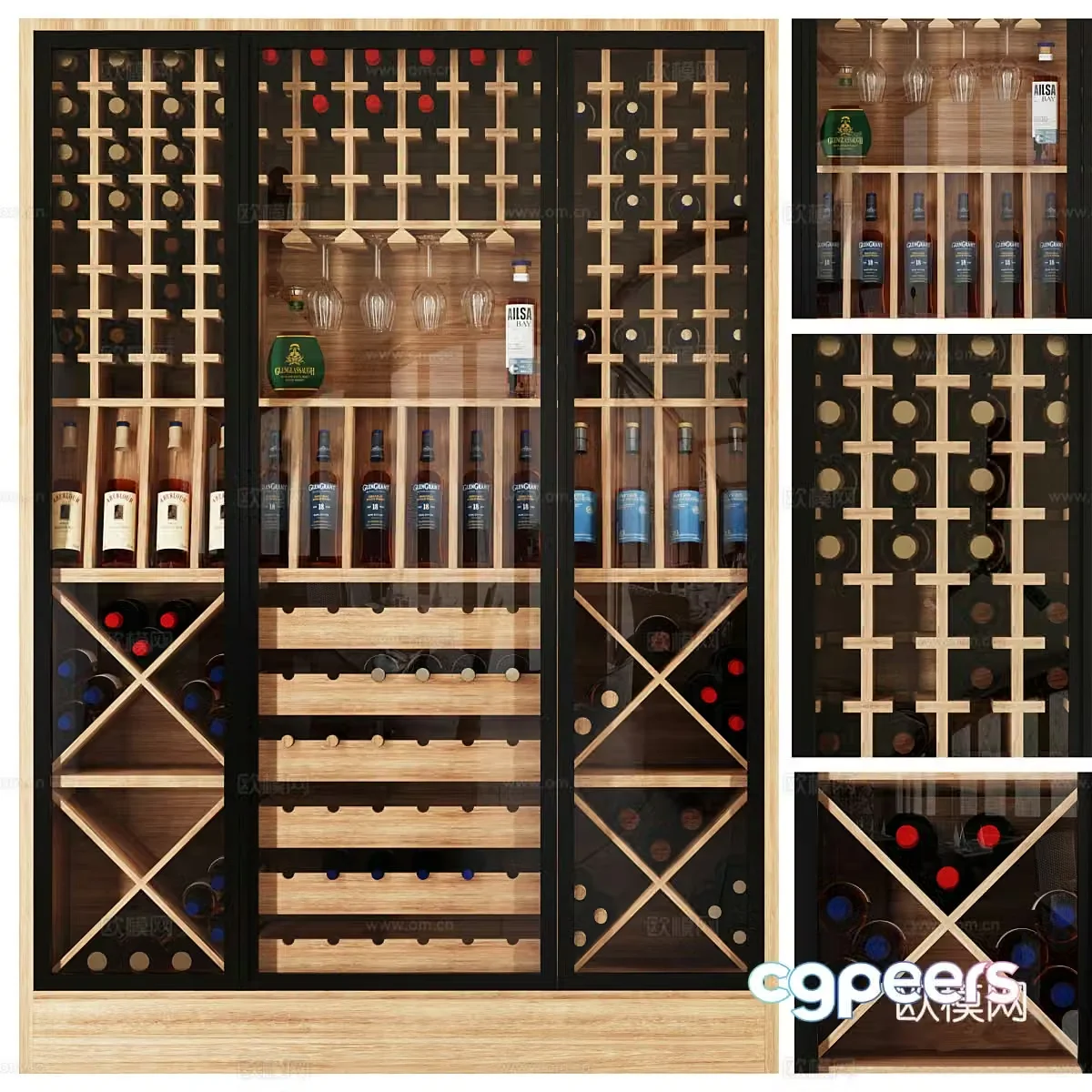 Modern red wine rack 3d model