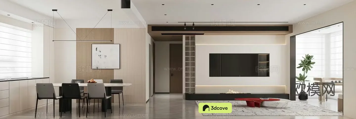 Modern minimalist living restaurant