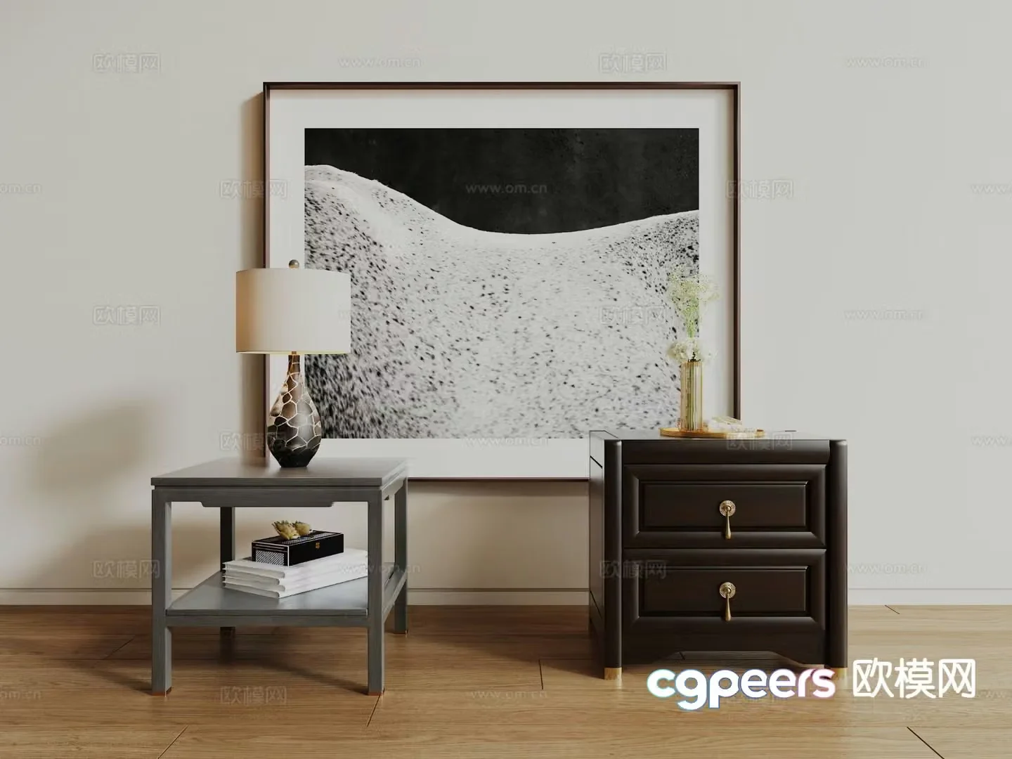New Chinese style bedside table 3d model