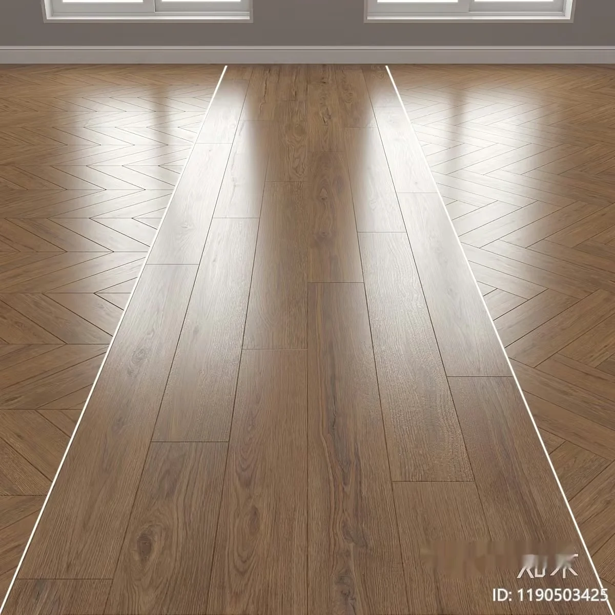 Wooden Herringbone Floor 3D Model – 19494 – VRAY Render