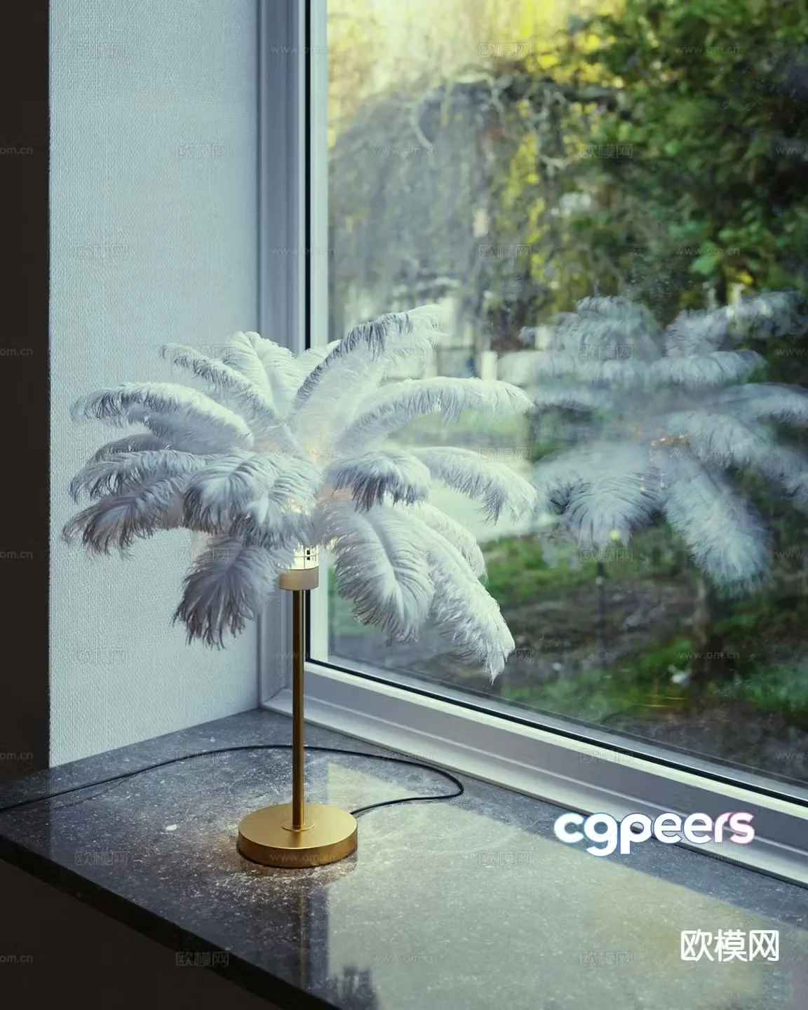 Feather table lamp 3d model