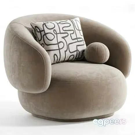 Beige Velvet Armchair 3D Model – 1137 – CORONA Render
