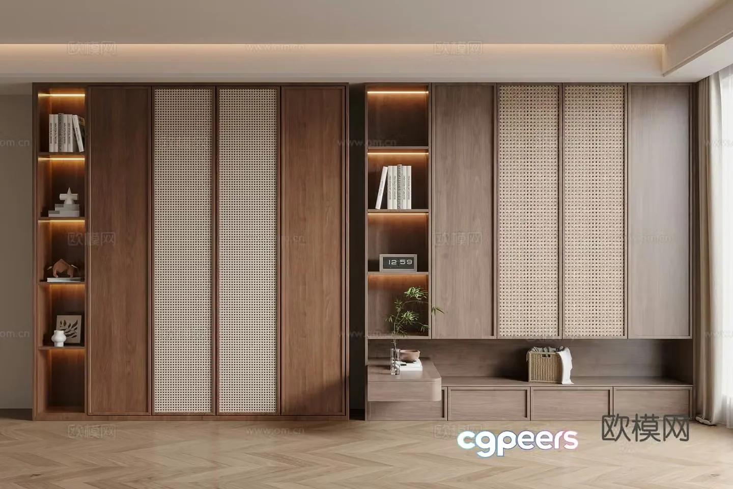 Wabi-sabi style wardrobe 3d model