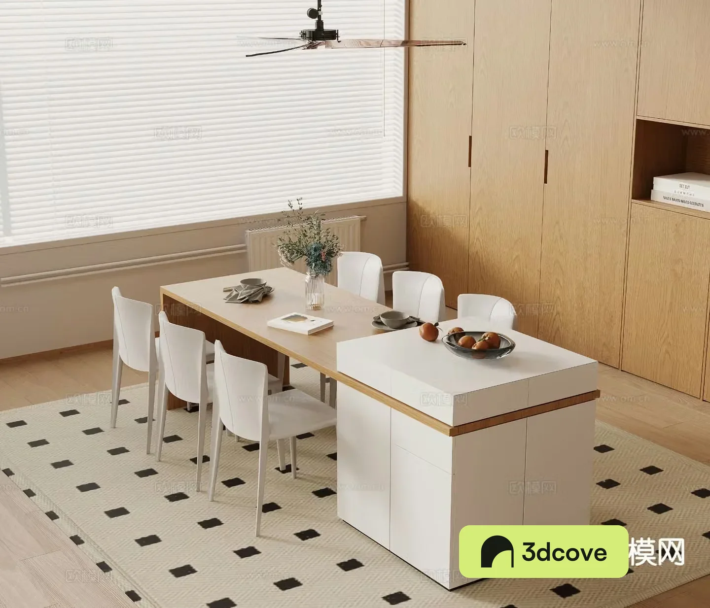 Wabi-sabi island table dining table and chairs
