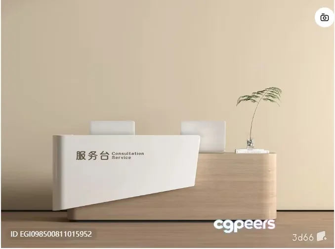 A Modern Reception Desk With A Minimalist Design 3D Model – 13977 – VRAY Render