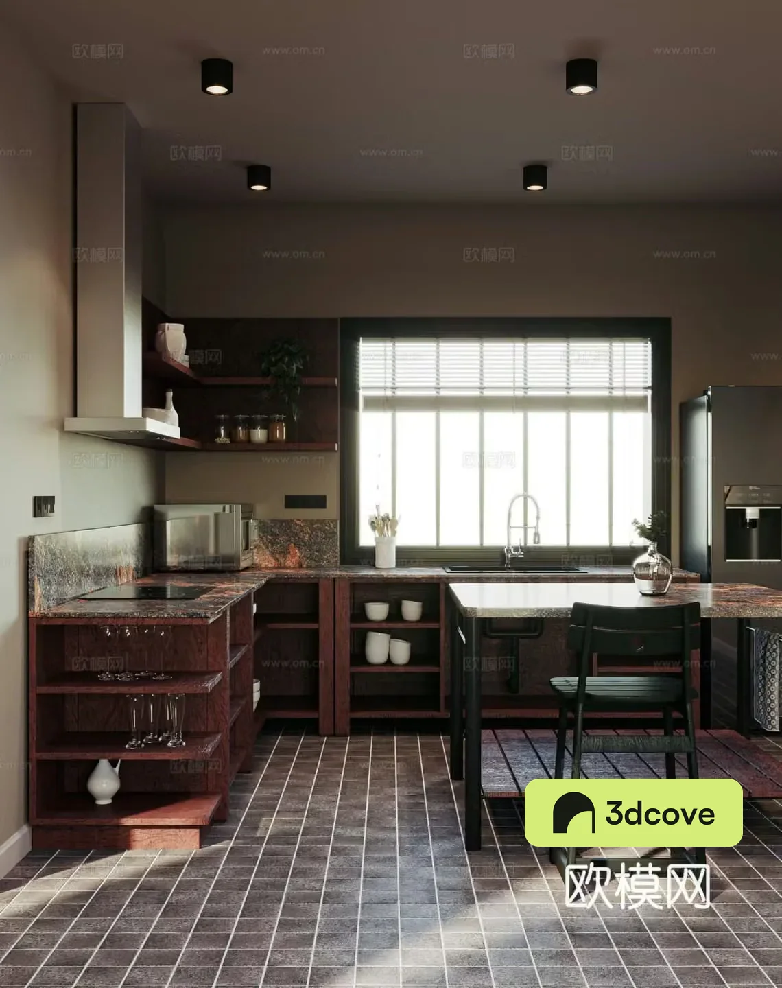 Modern minimalist restaurant Open kitchen Bar restaurant Island restaurant Villa restaurant