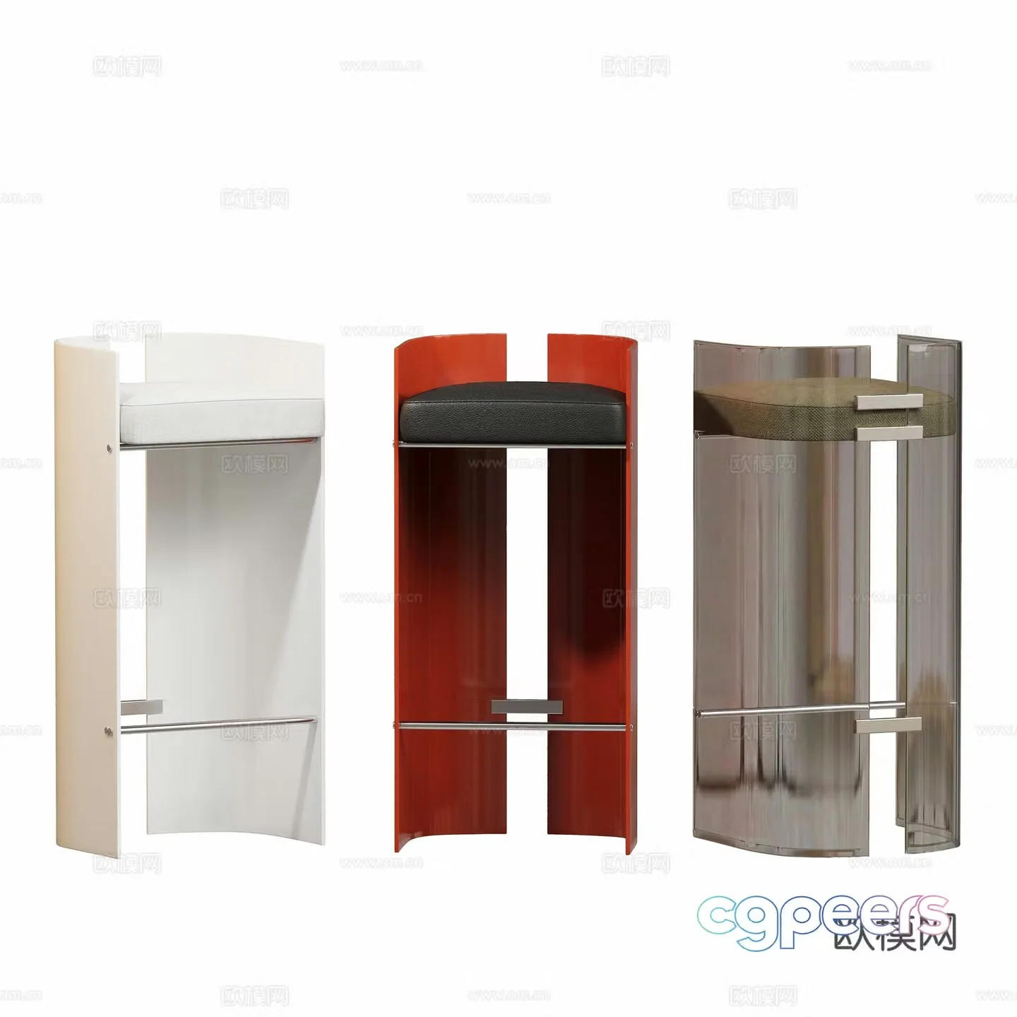 Modern Acrylic Bar Chair Beltail 3D Model