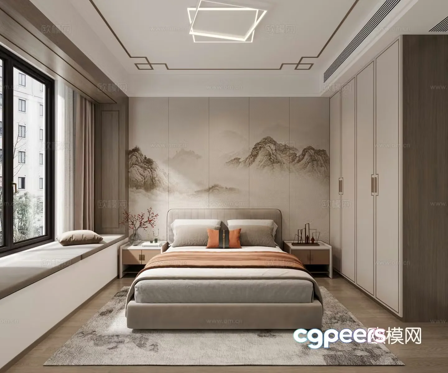 New Chinese bedroom 3D model