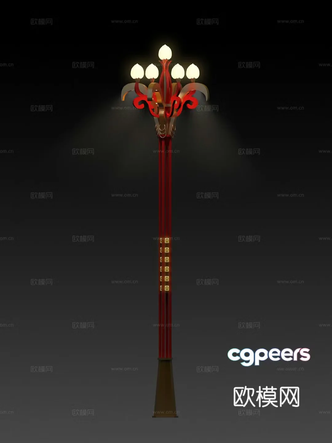 Yi ethnic style Chinese light street lamp pole 3D model