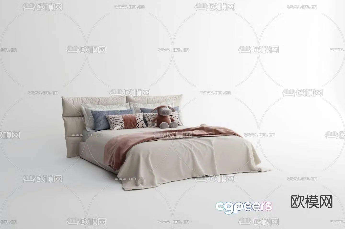 Modern double bed 3d model