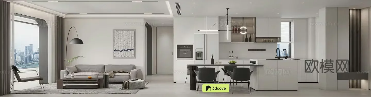 Modern minimalist living restaurant