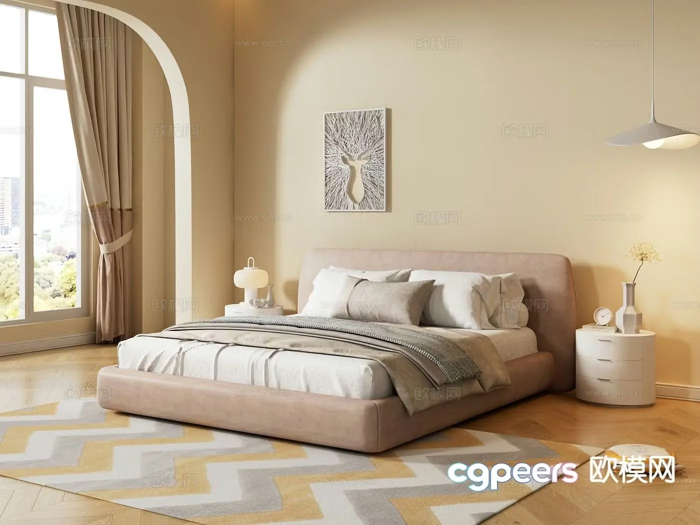 Modern double bed 3d model