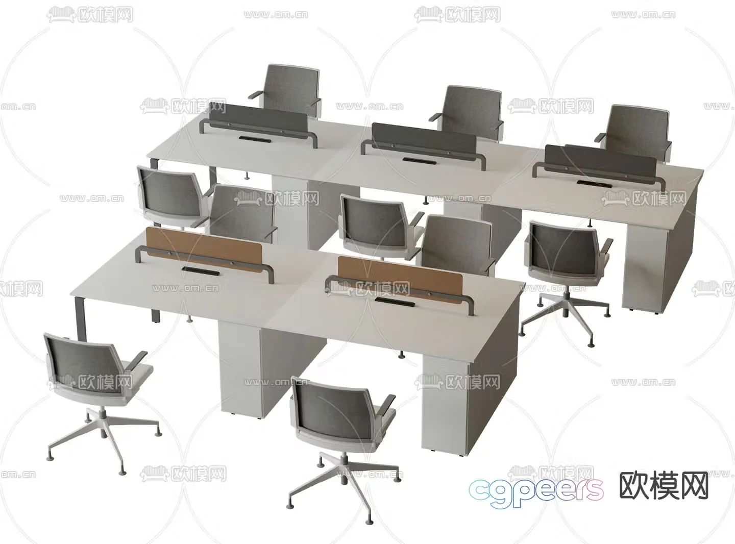 Office desk and chair employee work station 3D model