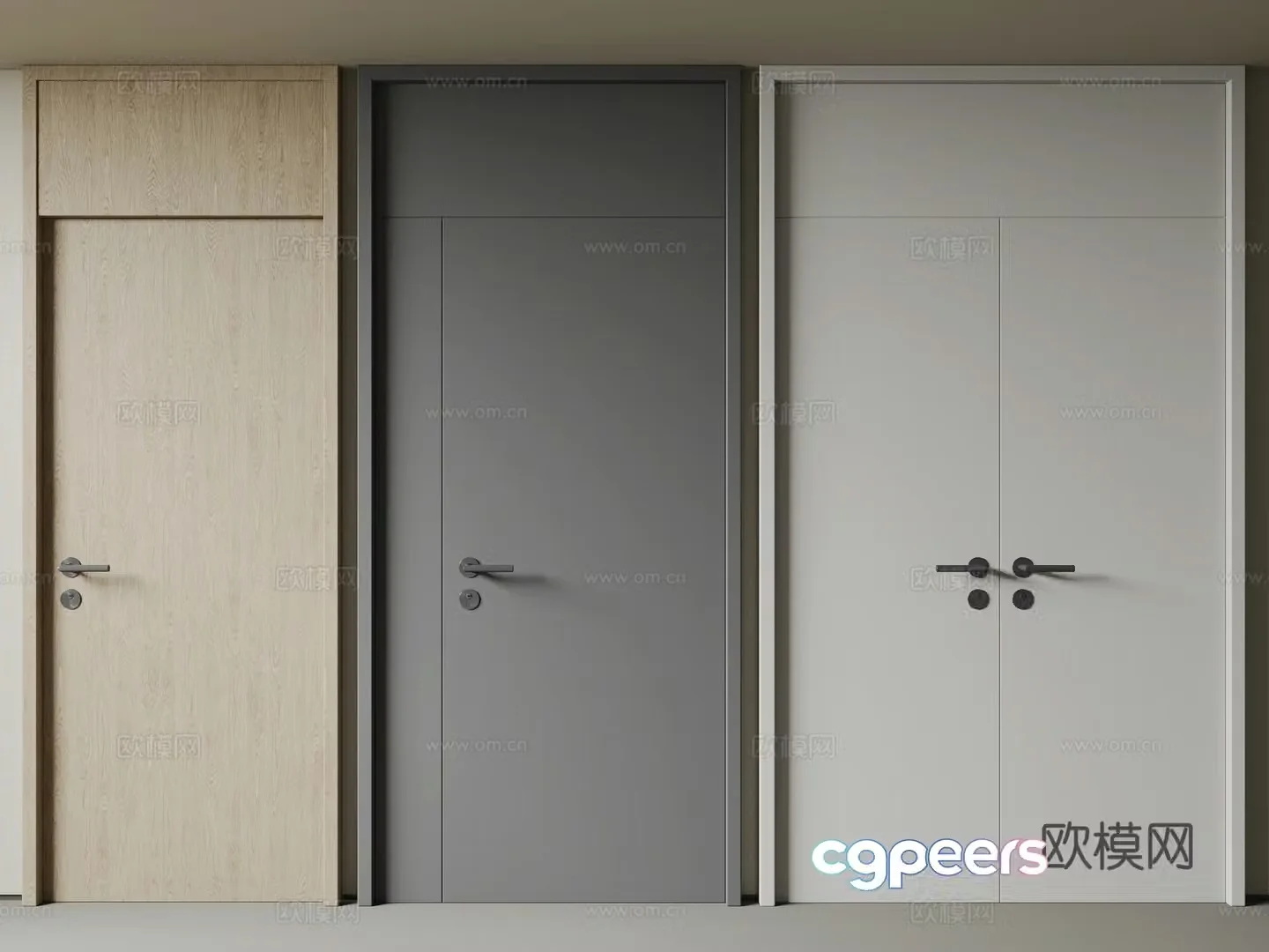 Modern minimalist door top door single door double door double door and double door 3D model