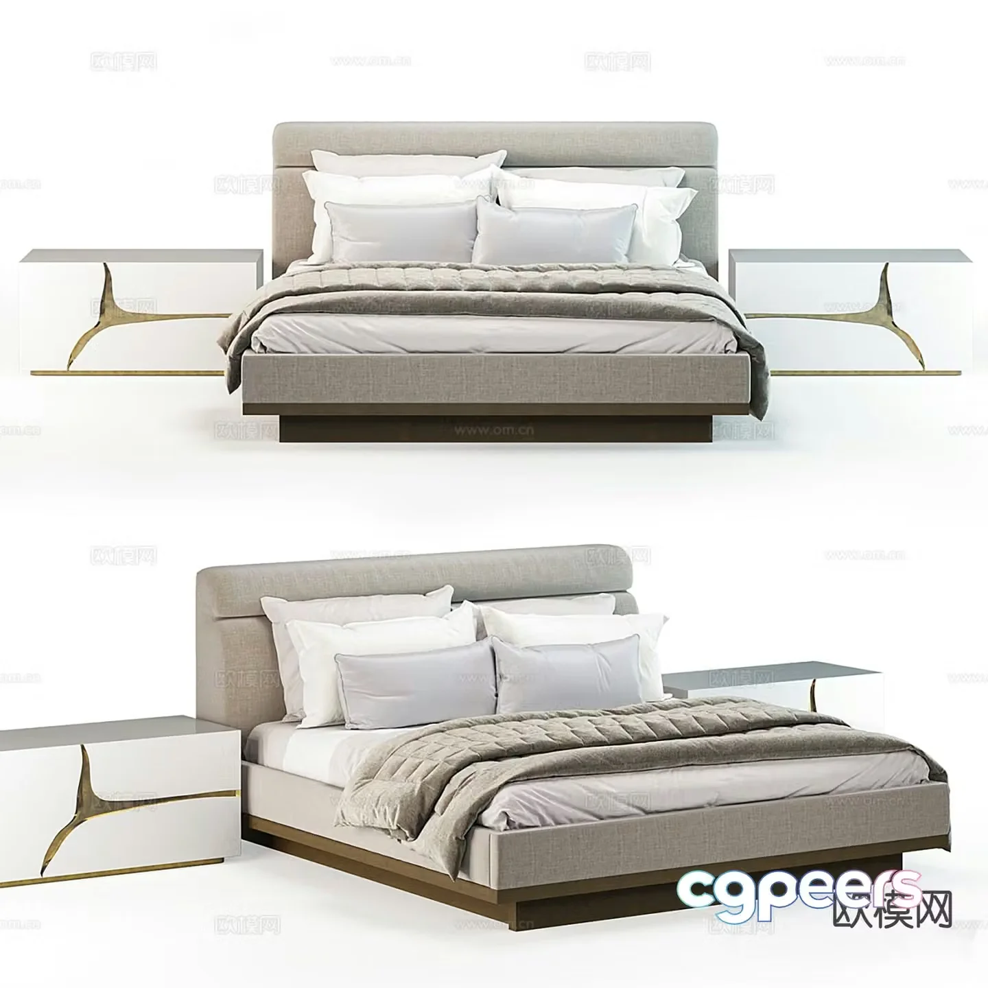 Baker modern double bed 3d model