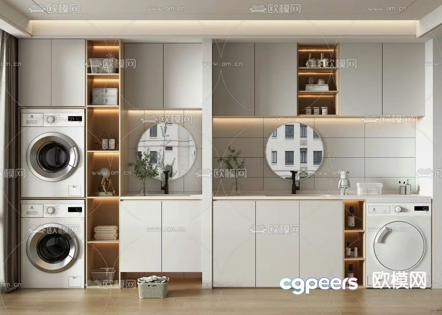 Balcony cabinet washing machine cabinet 3d model