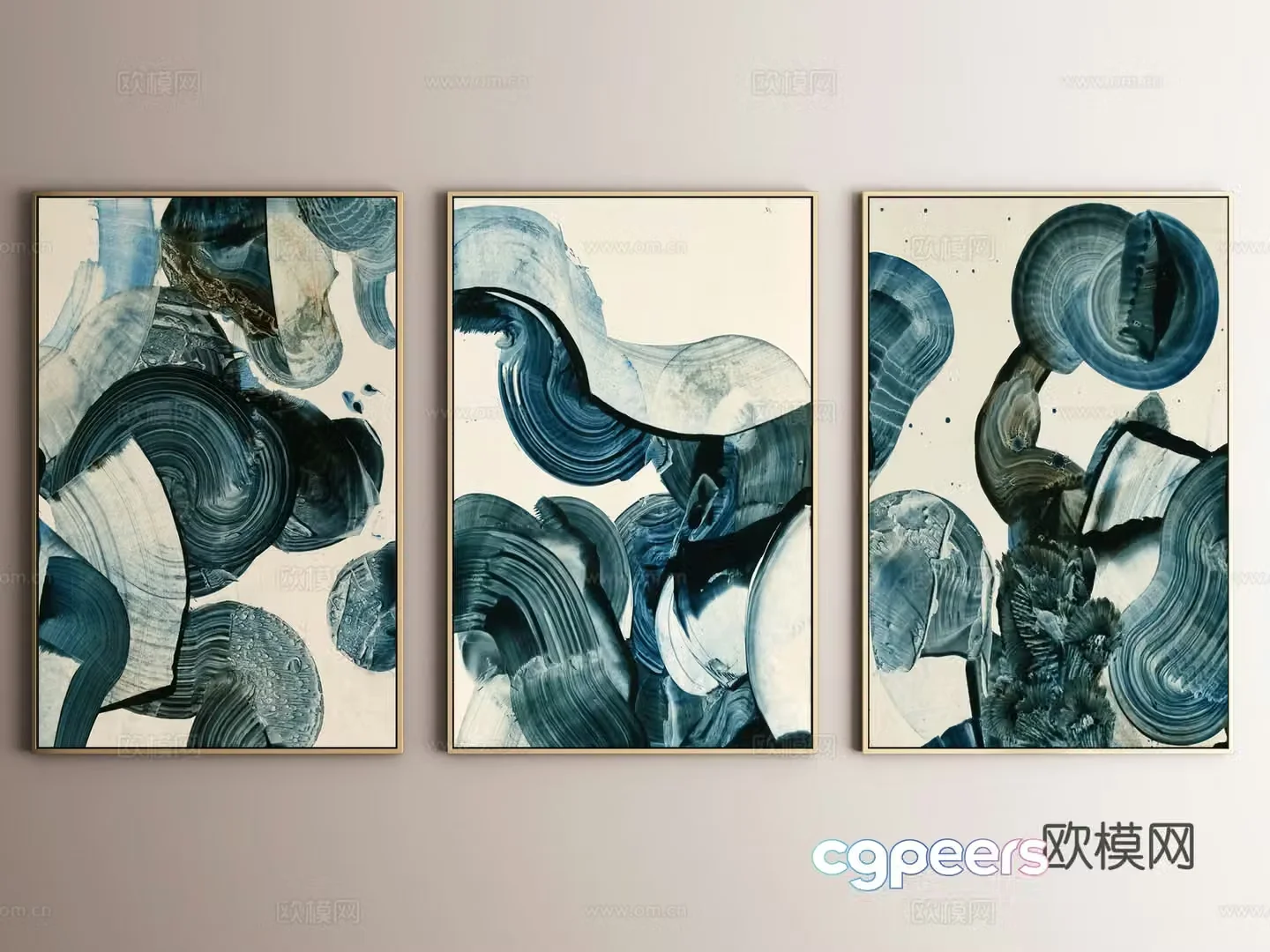 Modern decorative painting combination 3D model