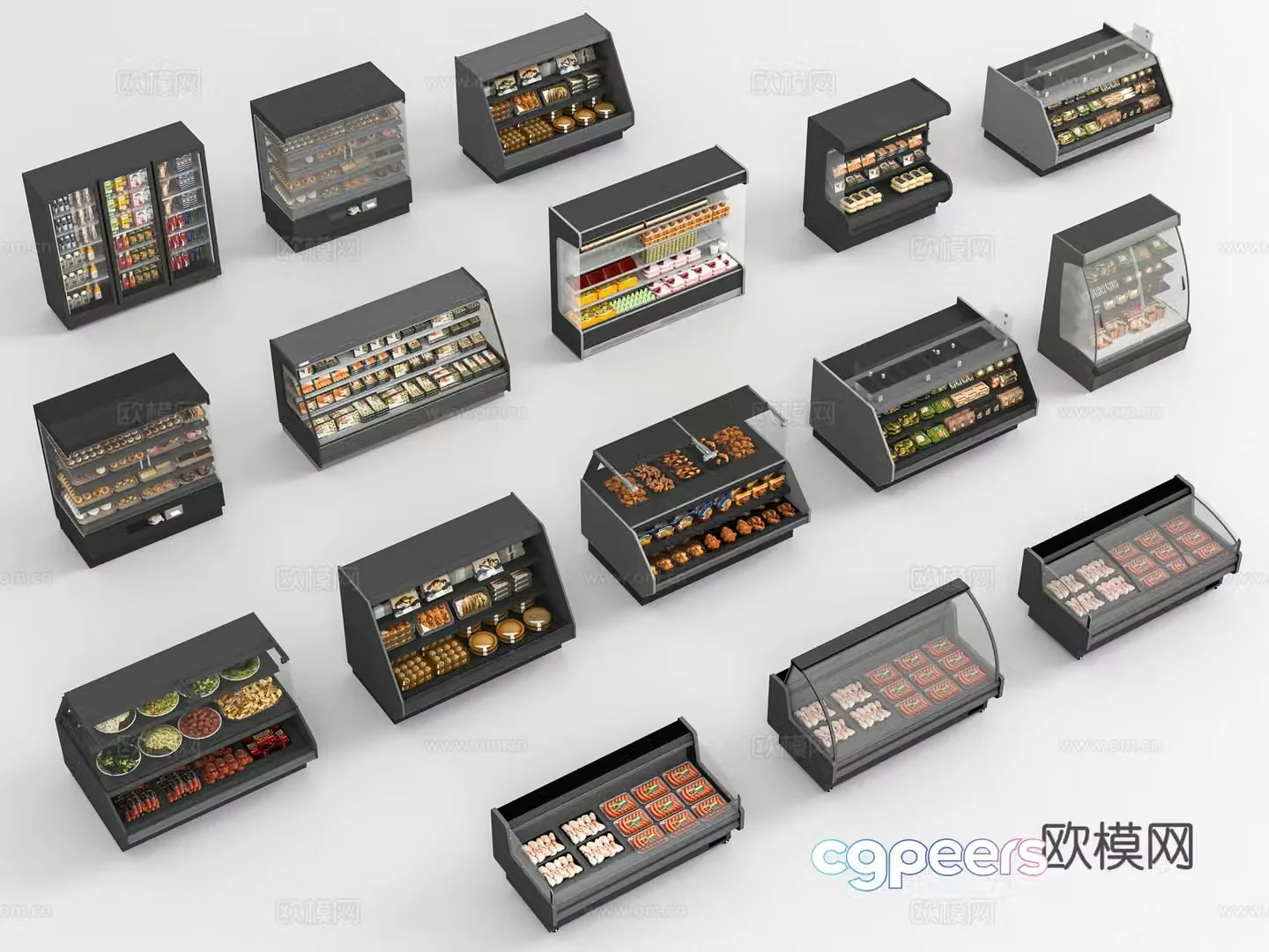 Modern bakery shelves 3d model
