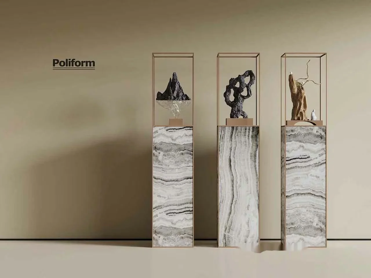 Three Marble Pedestals 3D Model – 15118 – VRAY Render