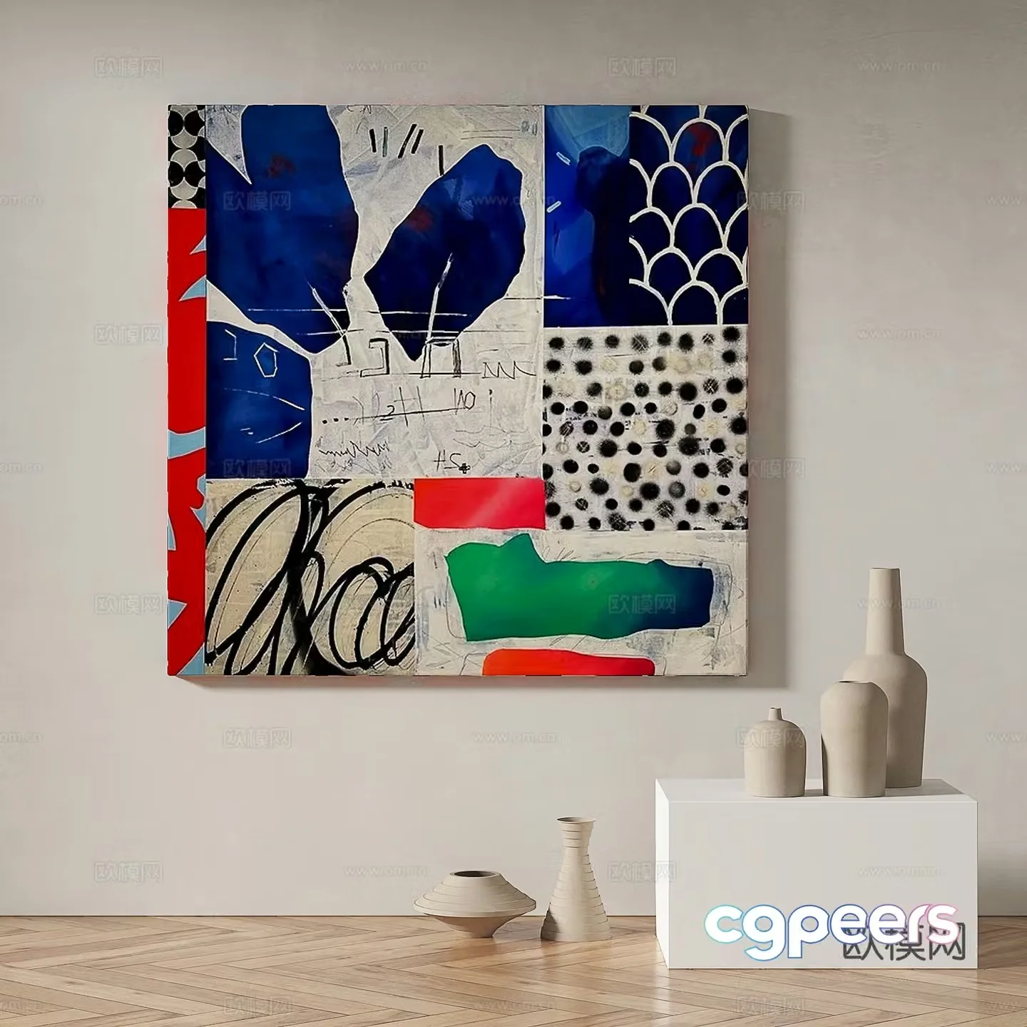 Modern minimalist abstract decorative painting 3d model