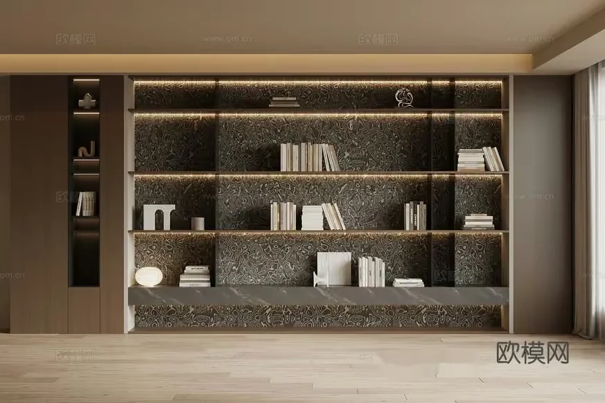 Modern Bookshelf 3D Model – 7074 – VRAY Render
