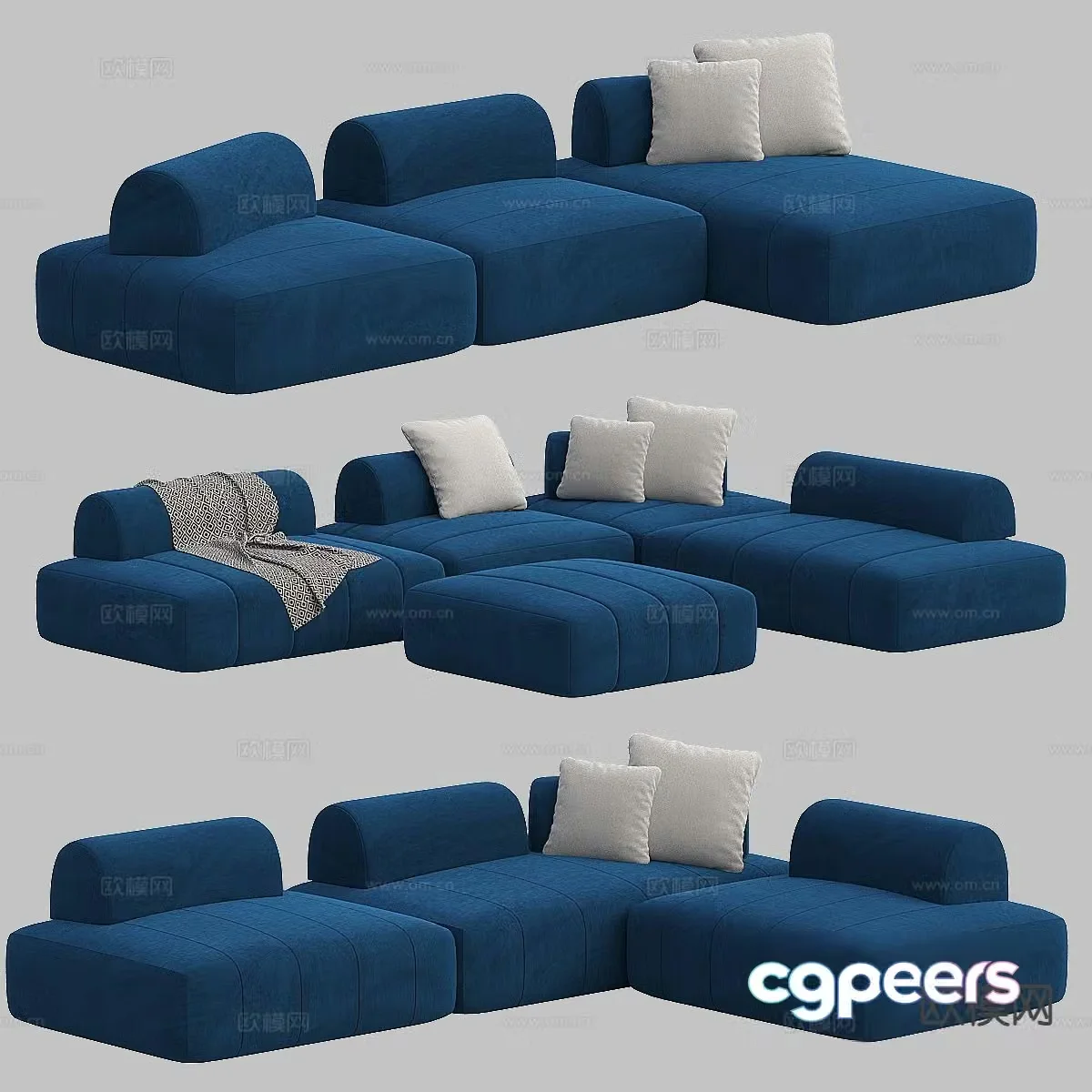 Modern modular sofa multi-person sofa 3d model